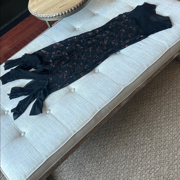 Petit Pois for Viviana G Black Sheer Lace Midi Dress Size Small - Picture 8 of 10